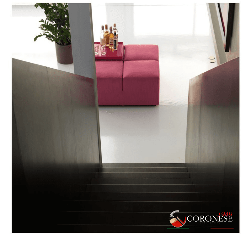 Pouf Rosa FFUOP/4 - Con Vassoio - Coronese1949