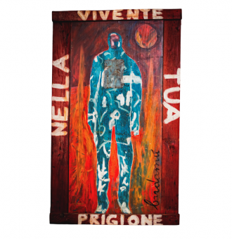 Quadro Bardamù - Prigione Vivente - Xilografia - Coronese1949