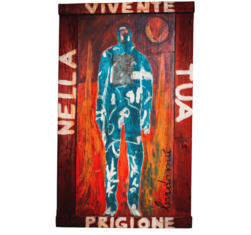 Quadro Bardamù - Prigione Vivente - Xilografia - Coronese1949