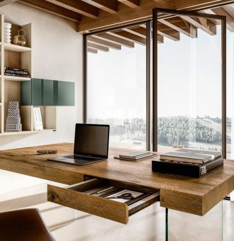 #Scrittoio legno vetro