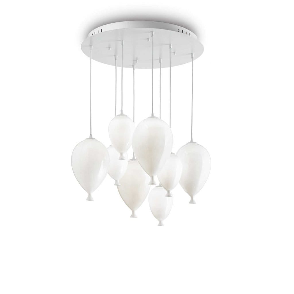Lampadario palloncini bianchi
