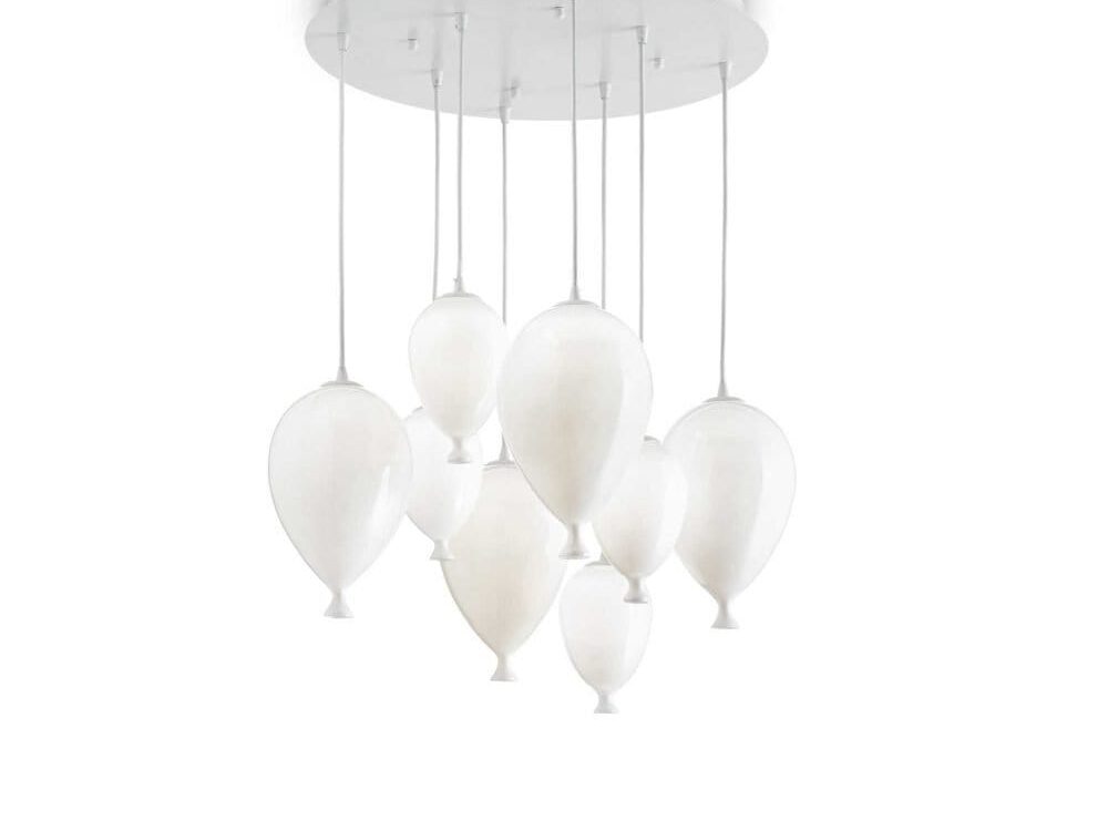 Lampadario palloncini bianchi
