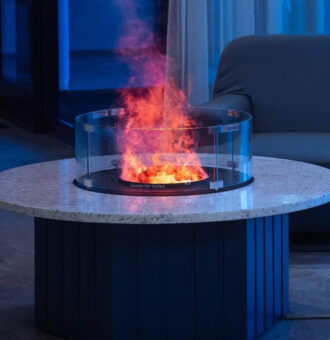 Camino elettrico a vapore acqueo rotondo